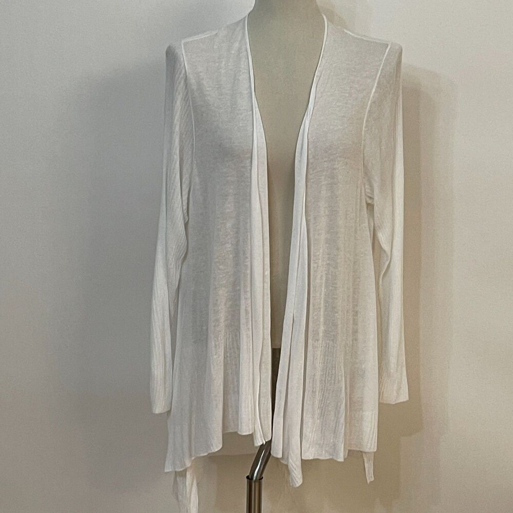 Eileen Fisher Thin Cardigan Sweater Size 2X White Linen Blend